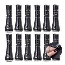 Kit 12 Esmalte Preto Cisne Negro Cremoso Efeito Gel 5Free Vult 8ml