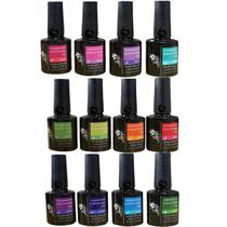 Kit 12 Esmaltes Neon Fluorescente Profissional Led Uv Gbm