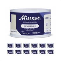 Kit 12 - Esparadrapo Impermeável Branco Missner 2,5cm x 4,5m