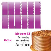 Kit 12 espátulas decorativas para bolo 15x7 cm confeitaria es1 - confeitaria dos moldes