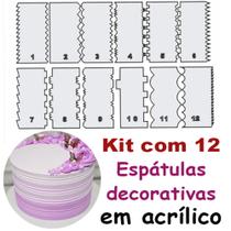Kit 12 Espátulas em Acrílico para modelar Bolo Kit 12 Espátulas em Acrílico para modelar Bolo