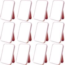 Kit 12 Espelho De Mesa Maquiagem Dobrável Portátil Facial Camarim Cor:Rosa