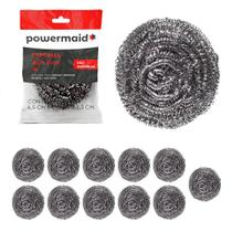 Kit 12 Esponjas Aço Inox Limpeza Pesada - Powermaid