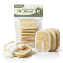 Kit 12 Esponjas Vegetais Dupla Face Banho Corporal Higiene Diária Econômica