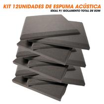 Kit 12 Espuma Acústica Ideal p/ Redução Sonora em Paredes