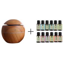 Kit 12 Essências 10ml + Difusor Elétrico Escolha Cor