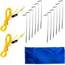 Kit 12 Estacas Espeque Aço Cordinhas Barracas Tendas Camping