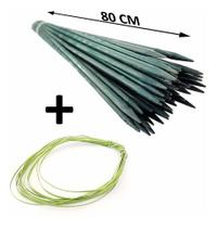 Kit 12 Estacas Tutor De Plantas Haste Varetas Bambu 80cm Com Amarril Para Jardim