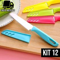 Kit 12 Faca Colorida de Cozinha Afiada com Capa Protetora Para Pesca Camping Legumes e Frutas