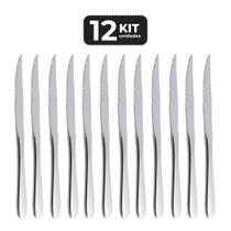 Kit 12 faca de churrasco inox acabamento brilho