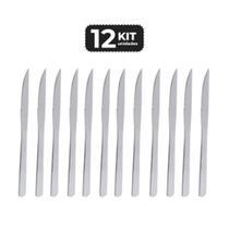 Kit 12 faca de churrasco inox acabamento brilho