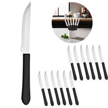 Kit 12 Facas Cabo Preto 21cm Mesa Posta Premium