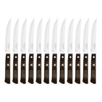 Kit 12 Facas de Churrasco Tramontina Polywood Inox Cabo Castanho