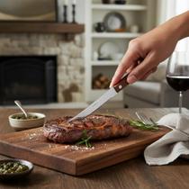 Kit 12 Facas de Mesa Com Cabo de Madeira para Uso Comum Churrasco Buffet Restaurantes Talheres