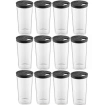 Kit 12 Farinheiros Porta Temperos Farofa UZ 500ml Condimentos Restaurantes Lancherias Pretos