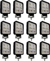 Kit 12 Farol de Milha Luz auxiliar 48 LEDs 144W Maquinário Obras Trator Iluminação Noturna LE-6721 Kit 12 Farol de Milha Luz auxiliar 48 LEDs 144W Maquinário Obras Trator Iluminação Noturna LE-6721
