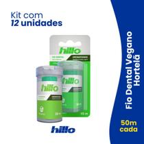 Kit 12 Fios Dentais Hortelã Vegano 50m Hillo Econômico Natural e Refrescante