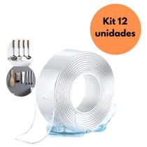 Kit 12 Fita Dupla Face Adesiva Multiuso Mágica Forte Impermeável 5M