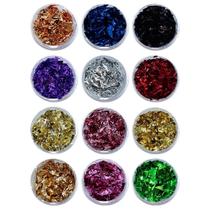 Kit 12 Folhas De Ouro Encapsulamento De Unhas Multicolor