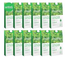 Kit 12 Folhas Prontas Corporais Depilação Cera Depilflax Hortelã 240 Unid.