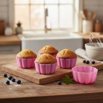Kit 12 Forma De Flor Silicone Cupcake Pão Muffin Chocolate Kit 12 Forma De Flor Silicone Cupcake Pão Muffin Chocolate