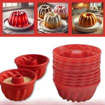 Kit 12 Forma Redonda Silicone Mini Para Bolo Pudim Cupcake M Kit 12 Forma Redonda Silicone Mini Para Bolo Pudim Cupcake M