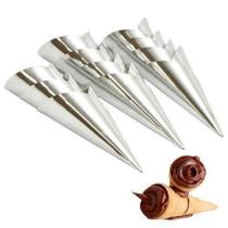 Kit 12 formas canudinho canudo para Doces e salgados recheados cônico em flandres