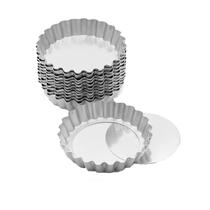 Kit 12 Formas Crespa Alumínio Mini Torta N 6 Fundo Falso