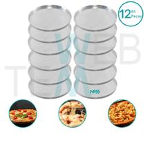 Kit 12 Formas de Pizza nº 35 de Alumínio Sustentável, Cozimento Uniforme, Fácil Limpeza e Durabilidade, Ideal para Uso Caseiro e Profissional