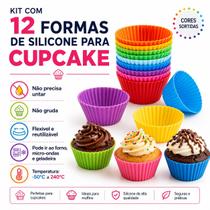 Kit 12 Formas de Silicone para Cupcake Muffin e Bolinho Kit 12 Formas de Silicone para Cupcake Muffin e Bolinho
