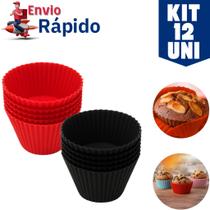 Kit 12 Forminha Forma de Cupcake Silicone Muffin Forminha Tortinhas Mini Tortas Pão De Queijo Resistente Ao Calor