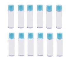 kit 12 Frascos 15 Ml Pvc Transparente - Tampa Flip Top Azul