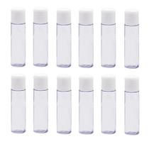 kit 12 Frascos 15 Ml Pvc Transparente - Tampa Flip Top Branco
