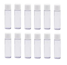 kit 12 Frascos 15 Ml Pvc Transparente - Tampa Flip Top Branco