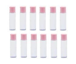 Kit 12 Frascos Pvc Transparente 15 Ml c/ Tampa Flip Top Rosa