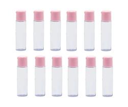 Kit 12 Frascos Pvc Transparente 15 Ml c/ Tampa Flip Top Rosa