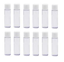 Kit 12 Frascos Pvc Transparente 15 Ml Tampa Flip Top Branco
