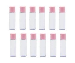 Kit 12 Frascos Pvc Transparente 15 Ml Tampa Flip Top Rosa