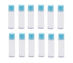 kit 12 Frascos Pvc Transparente 15ml c/ Tampa Azul Flip Top