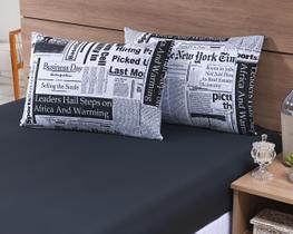 Kit 12 Fronhas Avulsas 80x60cm Percal 100% Algodão 180 Fios Estampada Jornal c/ Barrado Kit 12 Fronhas Avulsas 80x60cm Percal 100% Algodão 180 Fios Estampada Jornal c/ Barrado