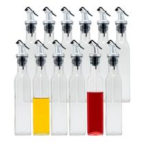 Kit 12 Galheteiro de Vidro Garrafa Porta Azeite 250ml Mesa com Bico Dosador Vinagre Lemis