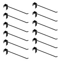 Kit 12 Ganchos 30cm Simples Pretos New Plus Para Organização de Gôndolas e Prateleiras - Sa Gondolas