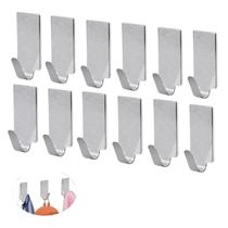 Kit 12 Ganchos Cabideiro Adesivo Cabide Inox Banheiro