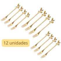 Kit 12 Garfo De Chá De Café Dourada De Aço Inoxidável Sobremesa