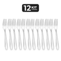 Kit 12 garfo de mesa inox acabamento brilho