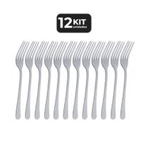 Kit 12 garfo de mesa inox acabamento brilho - linha eros