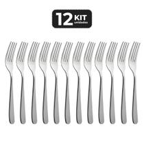 Kit 12 garfo de sobremesa inox acabamento brilho
