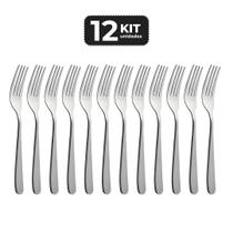 Kit 12 garfo de sobremesa inox acabamento brilho