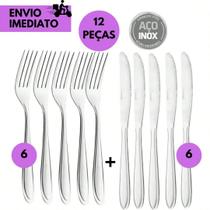 Kit 12 Garfo e Faca Inox Talheres de Aço Inoxidável Elegante Design Moderno Alta Durabilidade Ideal
