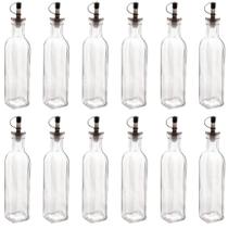 Kit 12 Garrafas de Vidro 270ml Azeite Vinagre com Bico Dosador e Tampa Lyor